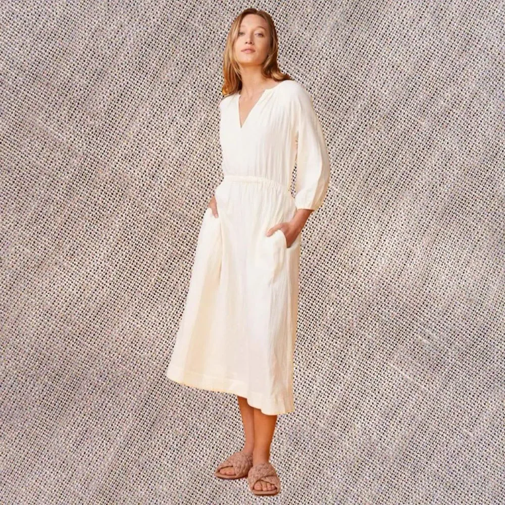 NWT Monrow Long-Sleeve Gauze Open-Back Midi Dress - Picture 10 of 10
